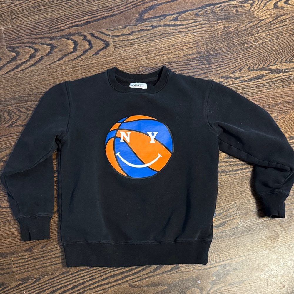 Onyx Black Crewneck Sweater with NY Graphic